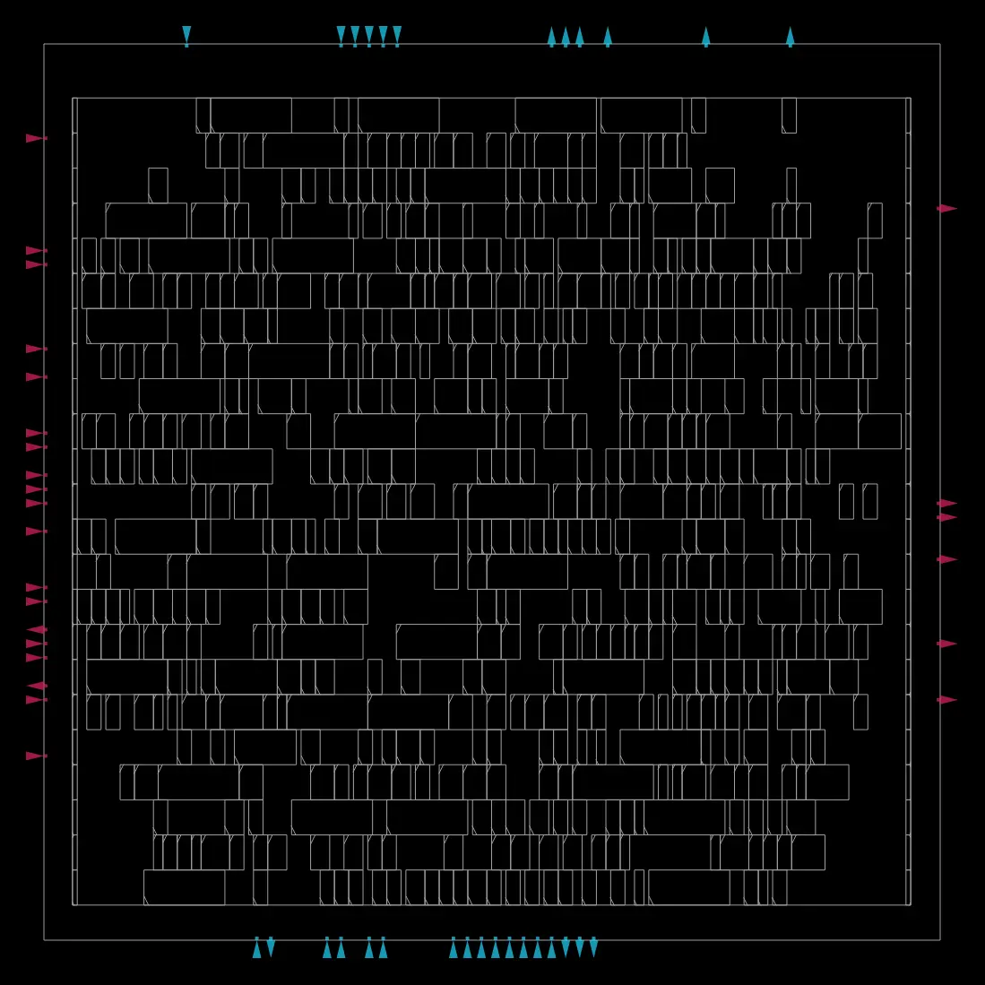 GCD placement — standard cells in rows