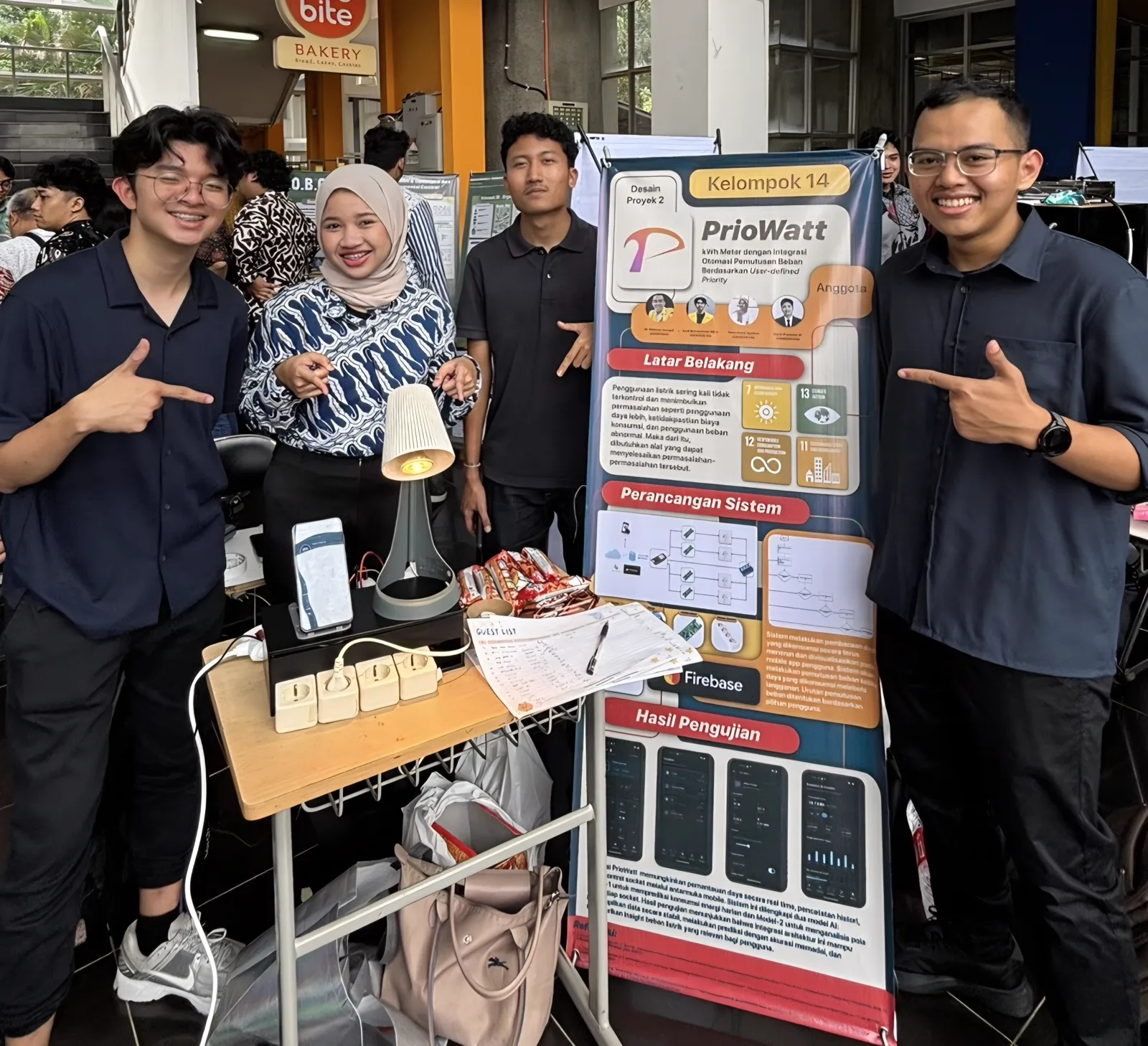 PrioWatt team and hardware at the design exhibition
