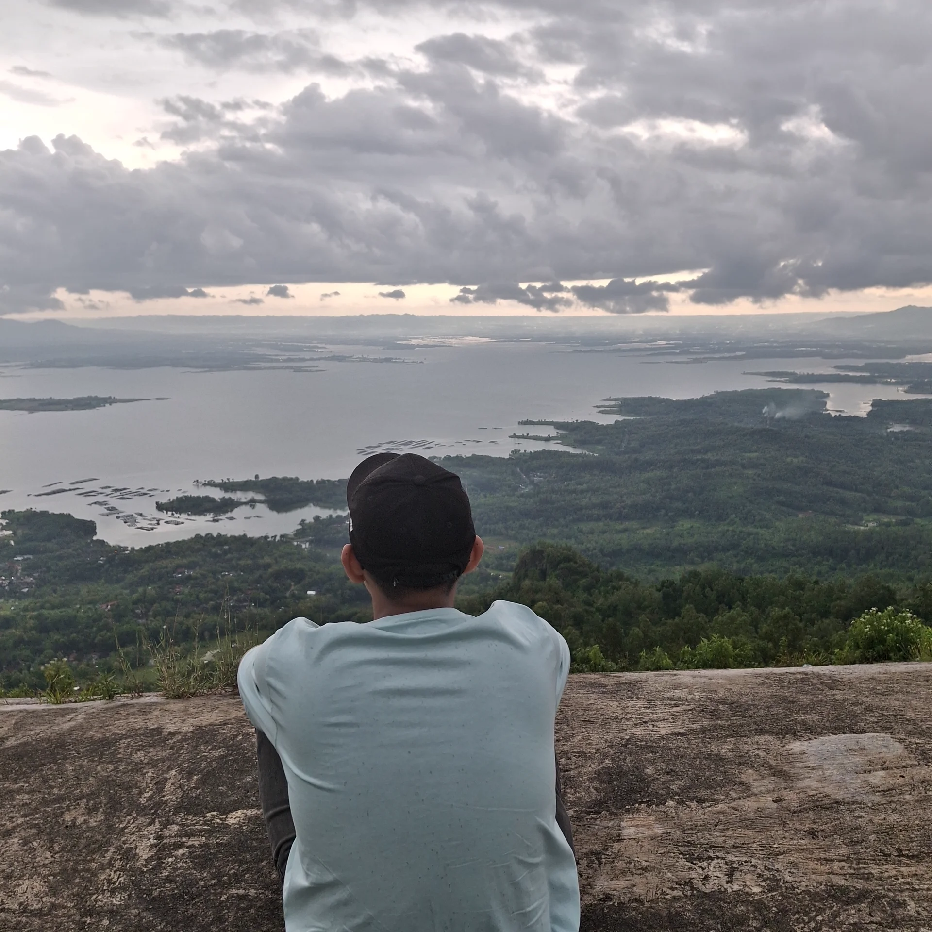 Looking out over a valley from a mountain overlook